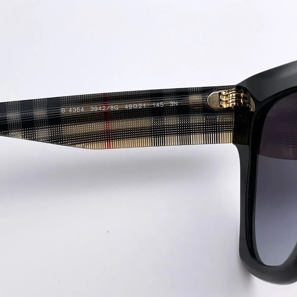Burberry BE4364 KITTY 39428G Sunglasses Black Gray Square Unisex